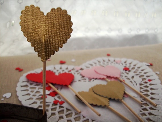 Heart Cake Topper Decorations, Valentine's Day Party Decoration, Wedding Cake Toppers