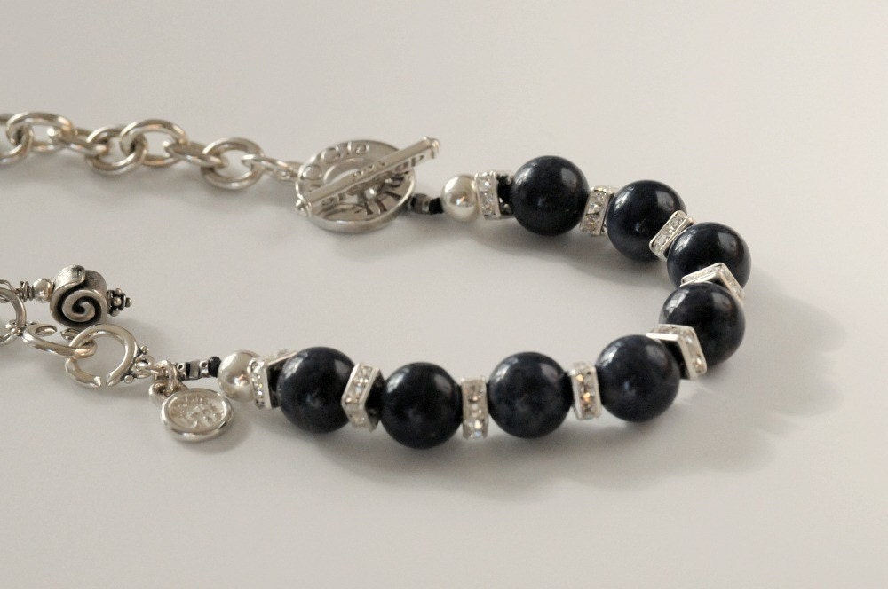 Raw Sapphire Sterling Silver Tiffany Style Necklace