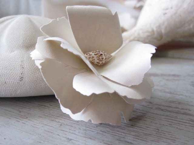 5 Sand and Seashell Handmade Paper Flowers