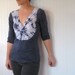 Tie Dye Longsleeve V Neck Knotty Top in Diva (Charcoal Gray)