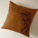 Vintage Gun Diagram silk screened cotton canvas throw pillow 18 inch black on caramel