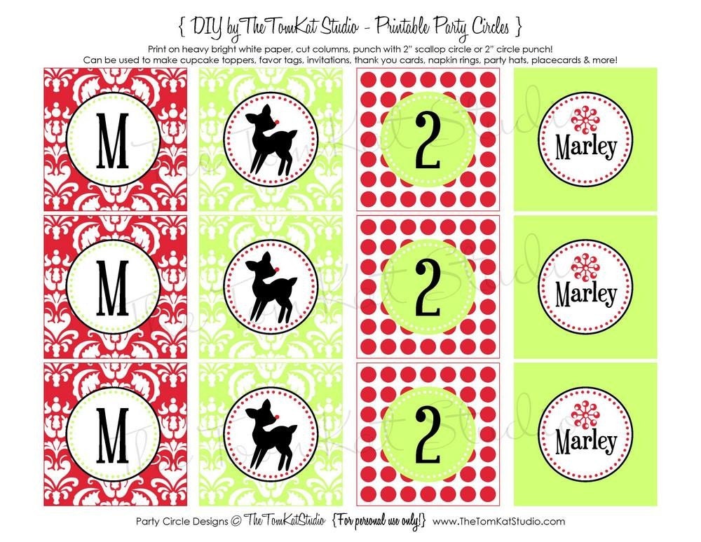Vintage Rudolph Christmas Cupcake Toppers and Tags - The TomKat Studio