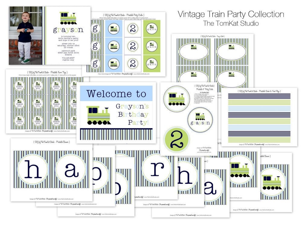 Train Birthday Party Printable Full Collection by The TomKat Studio