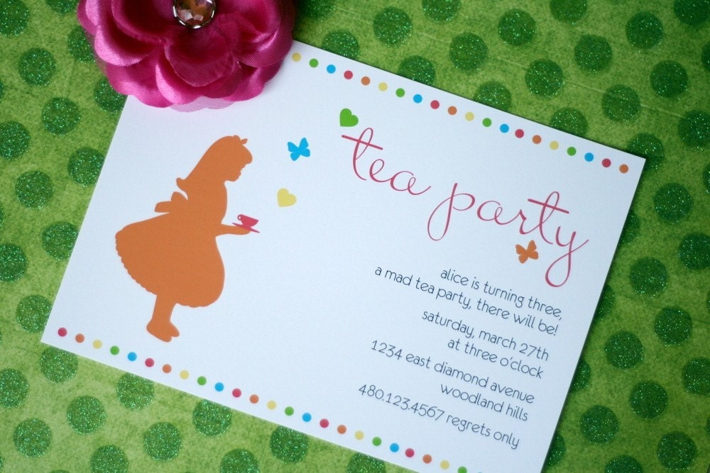 Alice in Wonderland Party Printable Invitation Design by The TomKat Studio Il_570xn