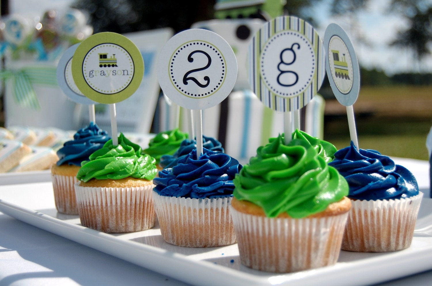 Train Party Printable Cupcake Toppers by The TomKat Studio Il_570xn