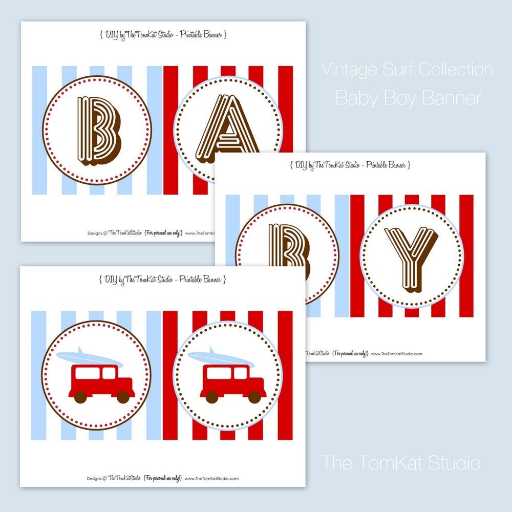 Printable BABY BOY Banner - Vintage Surf Collection - The TomKat Studio Il_570xn