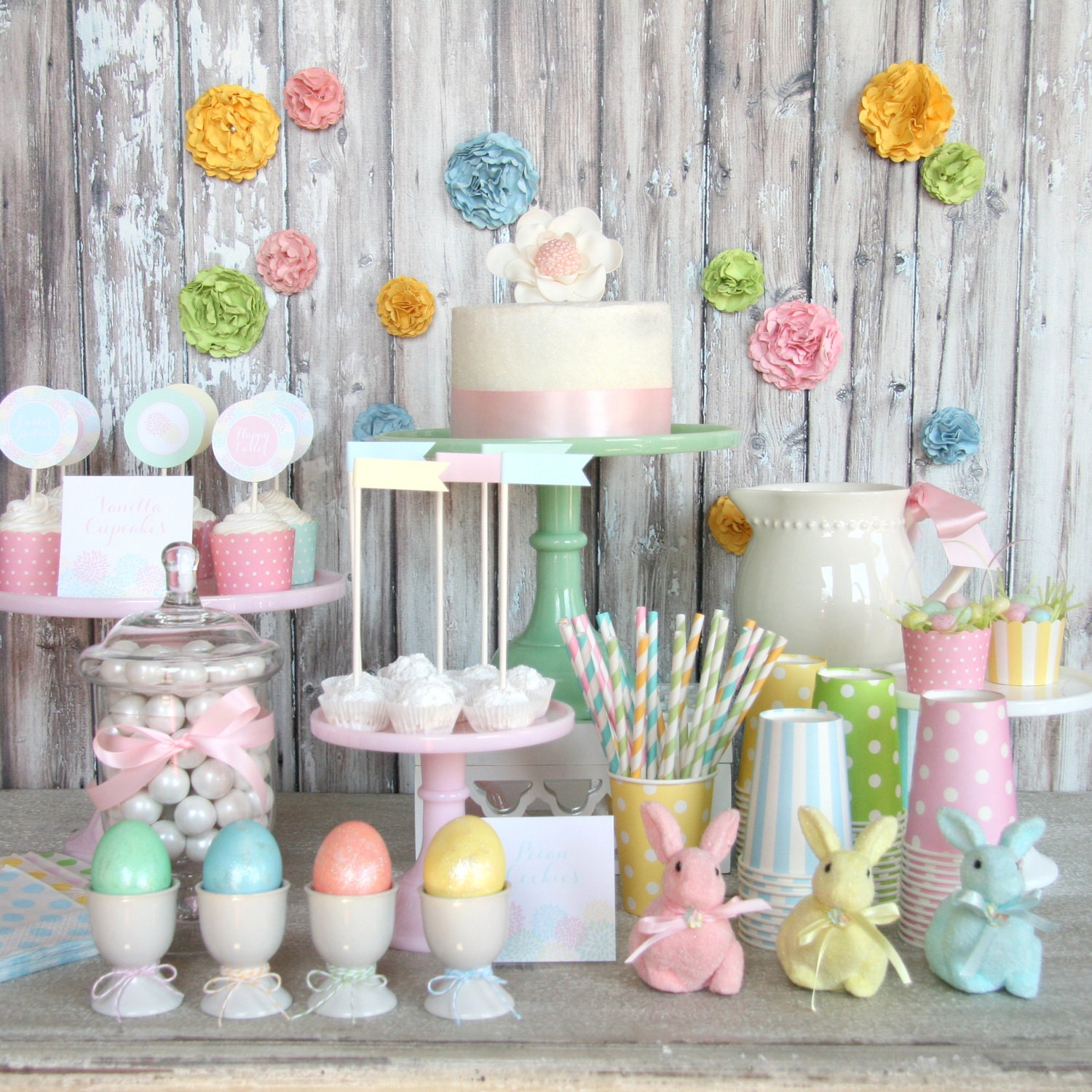 Easter Party Printable Flower Garden Theme by The TomKat Studio Il_570xn