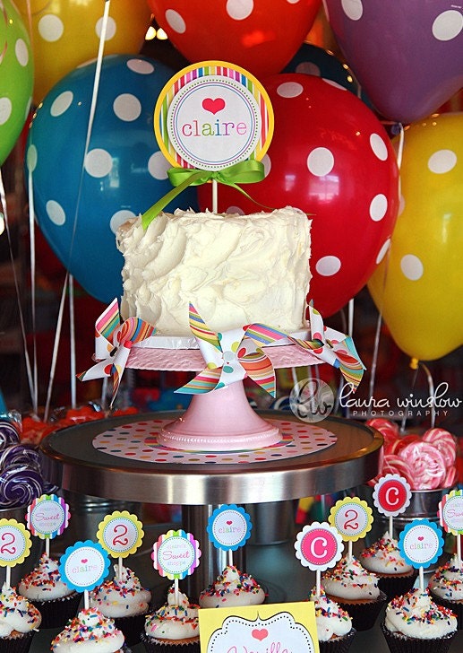 Lollipop Party Invitation - Printable Top Layer and Striped Paper - The TomKat Studio