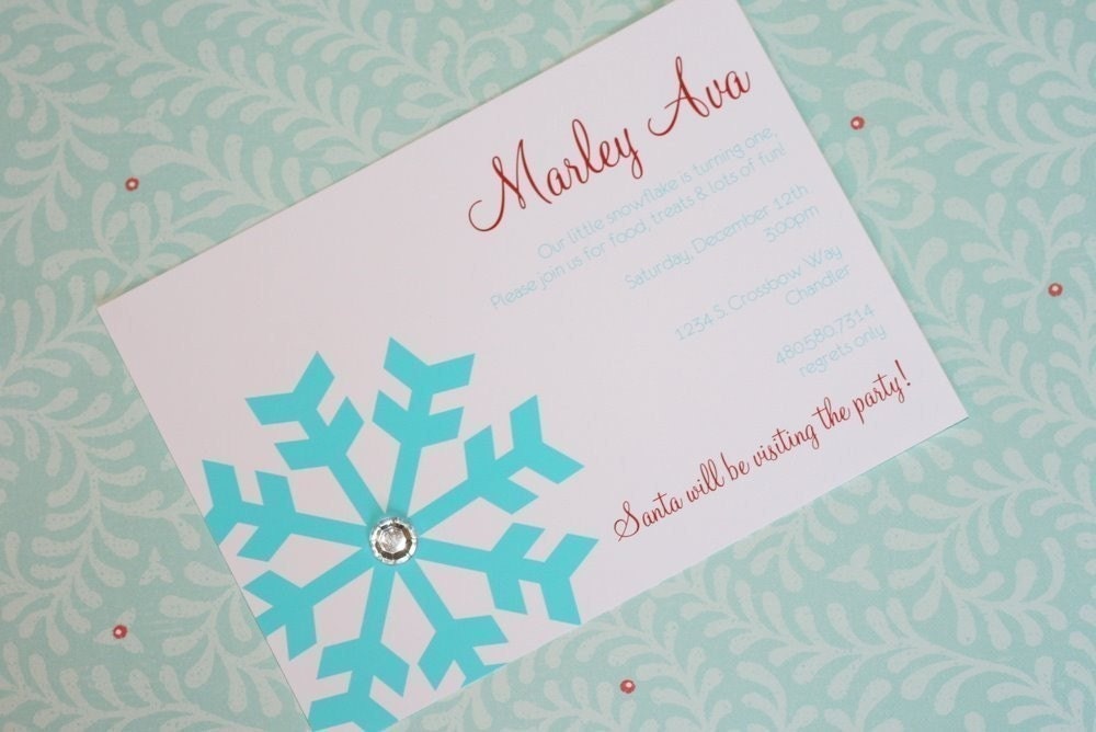 Snowflake Party Invitation - Printable Snowflake Christmas Collection - by The TomKat Studio
