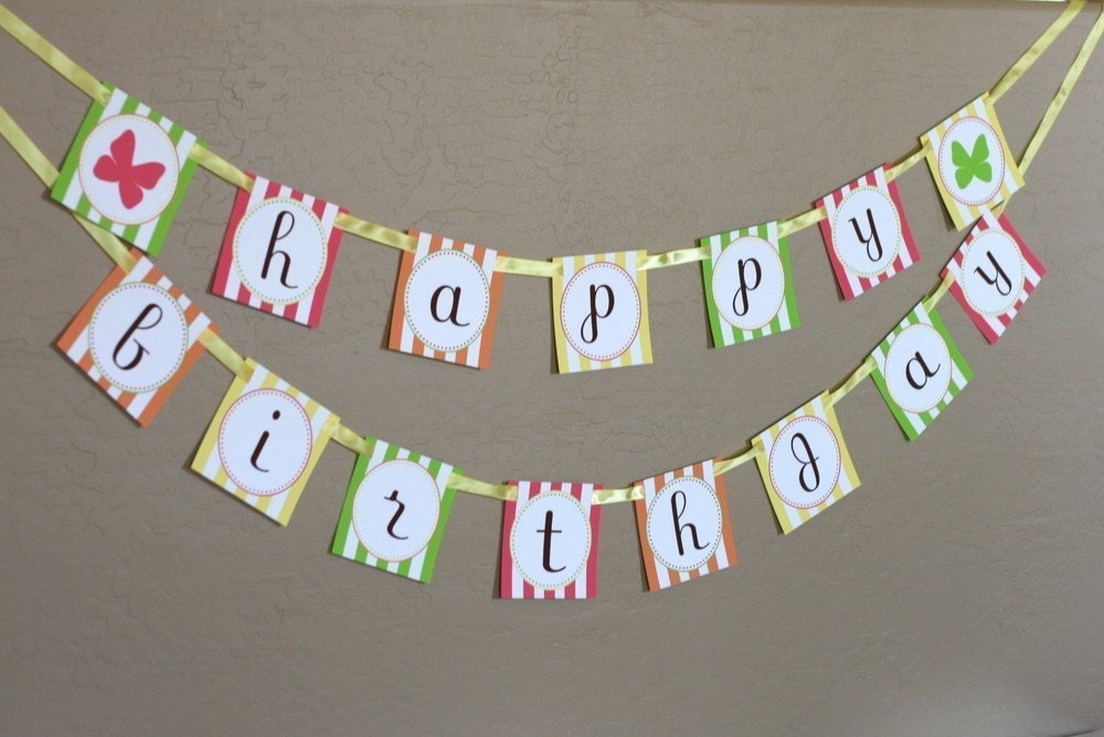 Fairy Garden Happy Birthday Banner - Printable Party Banner - The TomKat Studio