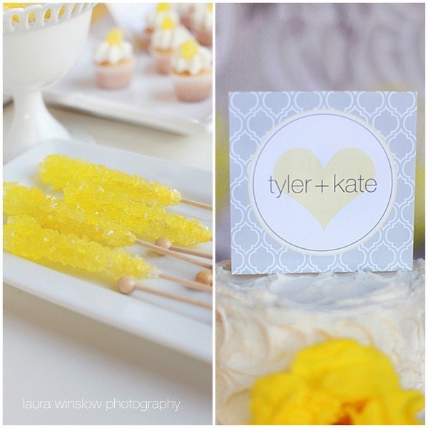 Yellow and Gray Printable Favor Tags by The TomKat Studio