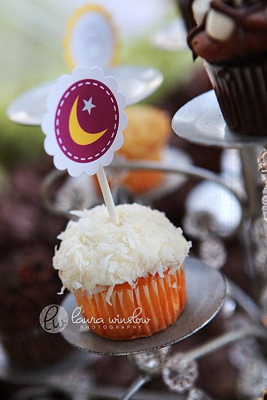 Glam Camping Party Printable Cupcake Toppers by The TomKat Studio