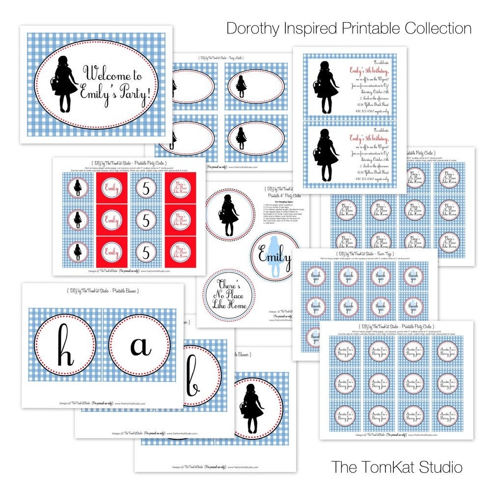 Dorothy Wizard of Oz Inspired Party Printable Collection by The TomKat Studio