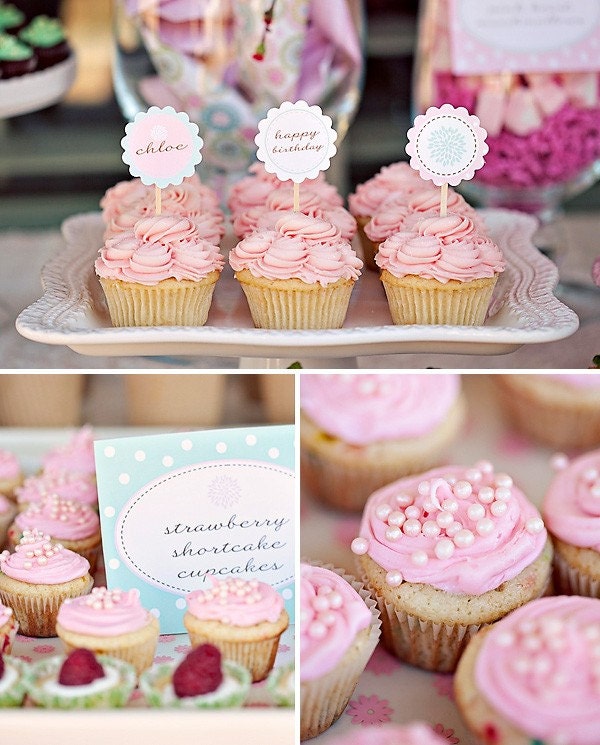 Flower Garden Birthday Party Printable Food/Dessert Labels by The TomKat Studio