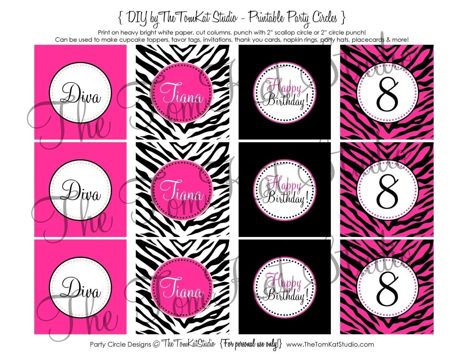 PRINTABLE Invitation Design - Zebra and Pink Collection - The TomKat Studio