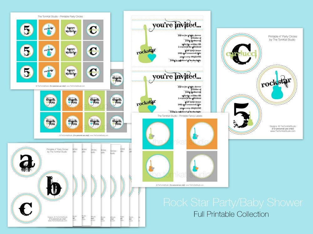 Rock Star Party Full Printable Collection by The TomKat Studio