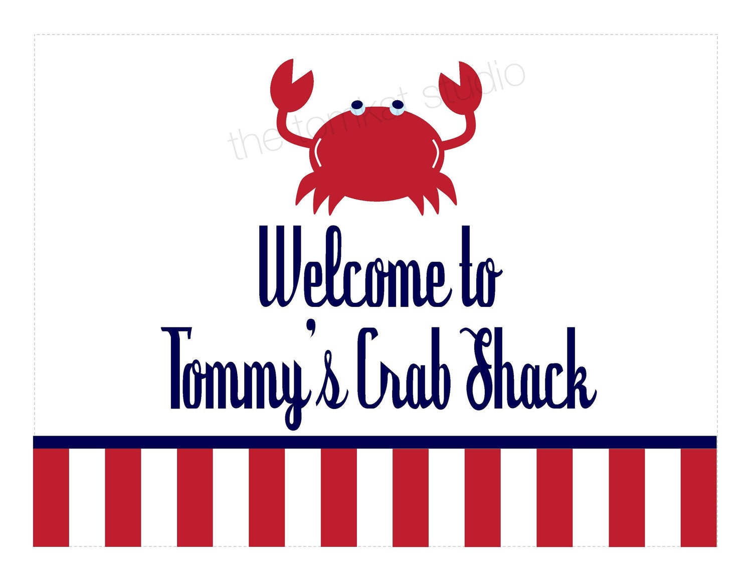 Nautical Crab Party Printable Welcome Sign by The TomKat Studio