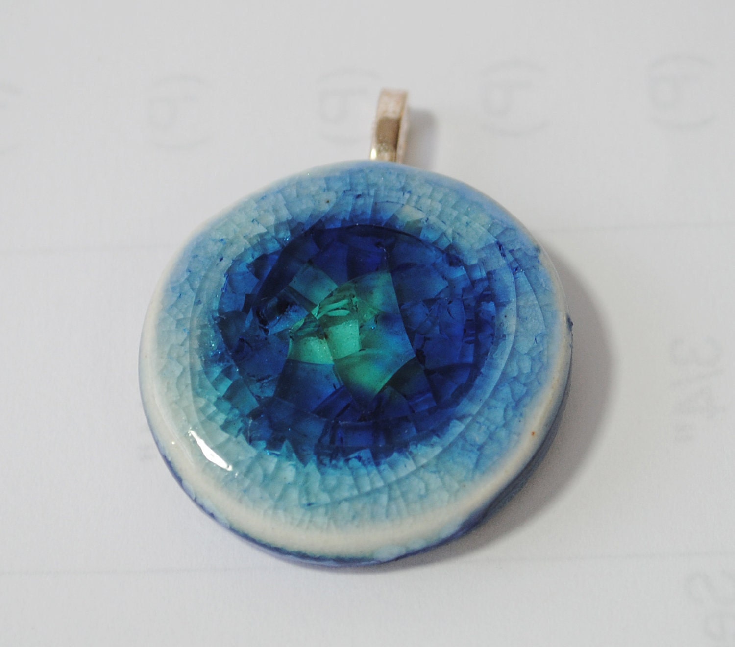 Shades of Blue recycled glass pendant - CrackledUp Shades of Blue recycled glass pendant - CrackledUp