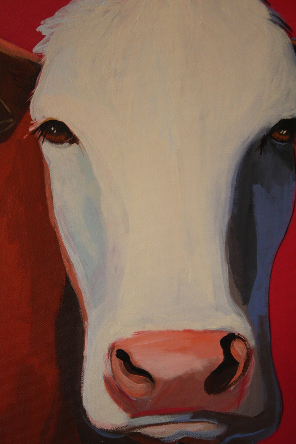 Contemporary Cow on Hot Pink Acrylic Original Painting