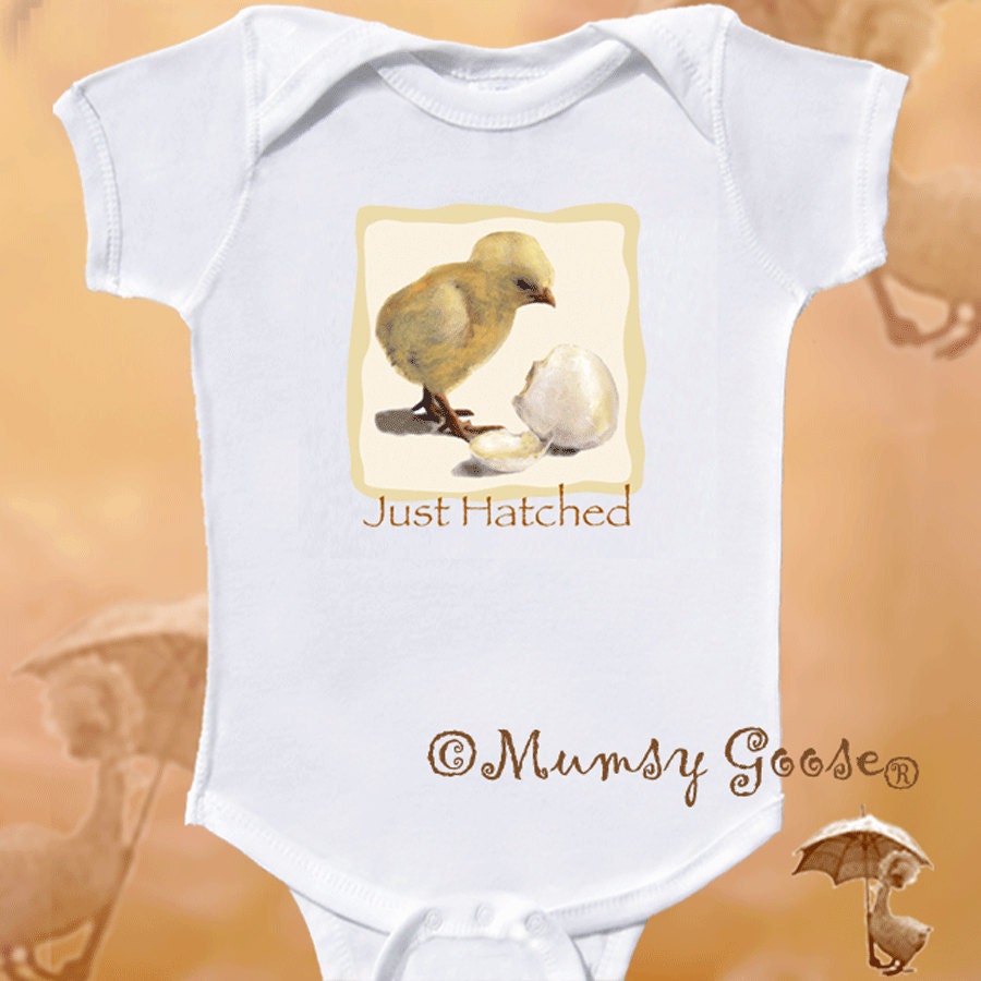 Funny Onesie Just Hatched Newborn Onsie by Mumsy Goose Great Baby Shower Gift Newborn to 24 Months