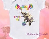 1st Birthday GIrl Onesie by Mumsy Goose Any Age Birthday T Shirts Circus Elephant