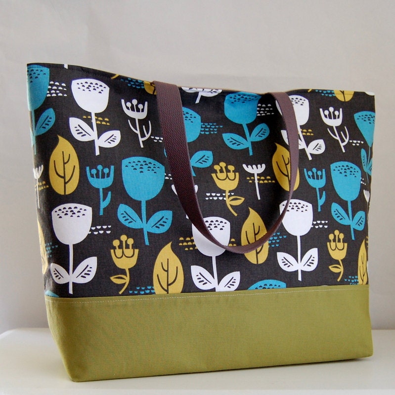 Wildflower XL Extra Large BIG Tote Bag  / Beach Bag