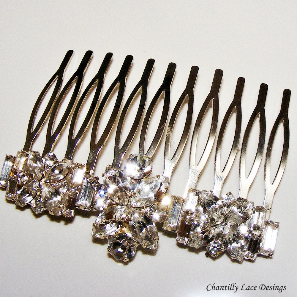 Vintage Inspired Star Burst Rhinestone Hair Comb