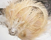 Bleached Peacock Feather Hair Clip
