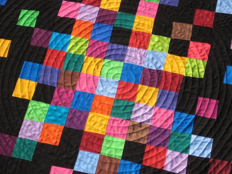 ON SALE - Modern Baby Quilt - Pixelated Patchwork