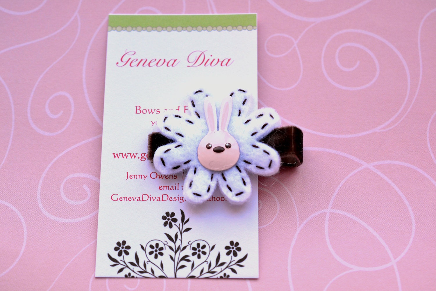 NEW....Funny Bunny Felt Flower Hairclip