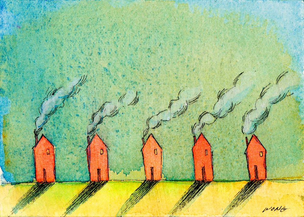 ACEO Print -- Repetition of Houses