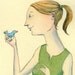 Original 3.5x5 Painting -- Bird Talk