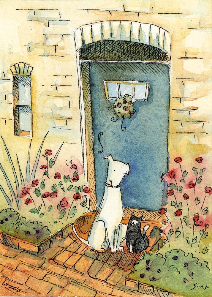 ACEO Print -- Friends by the Front Door