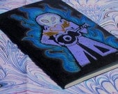 Handprinted and Colored Moleskine Notebook Flaming Elvis OOAK