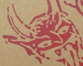 Krampus Moleskine Handprinted Red on Brown
