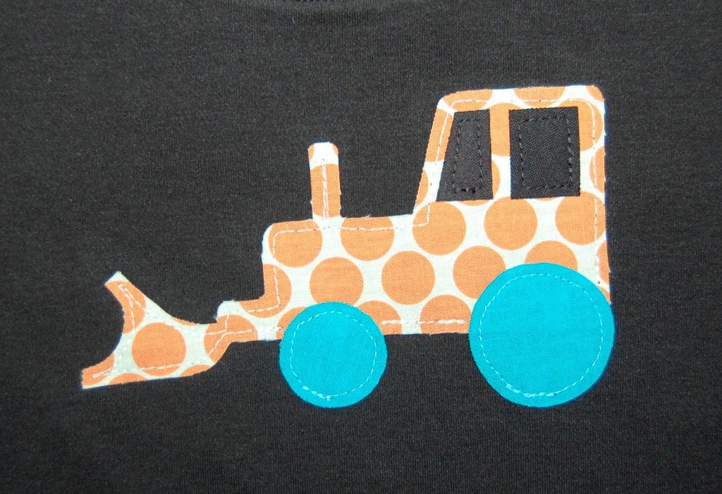 Boys birthday shirt ... Polka Dot Tractor Shirt ... Bulldozer Digger birthday tee Il_570xn