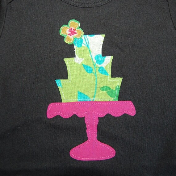 Fairy Garden Vintage Cake Stand ... CLEARANCE ... Ready To Ship sz 18-24 month black short sleeve ... girls birthday shirt Il_570xn