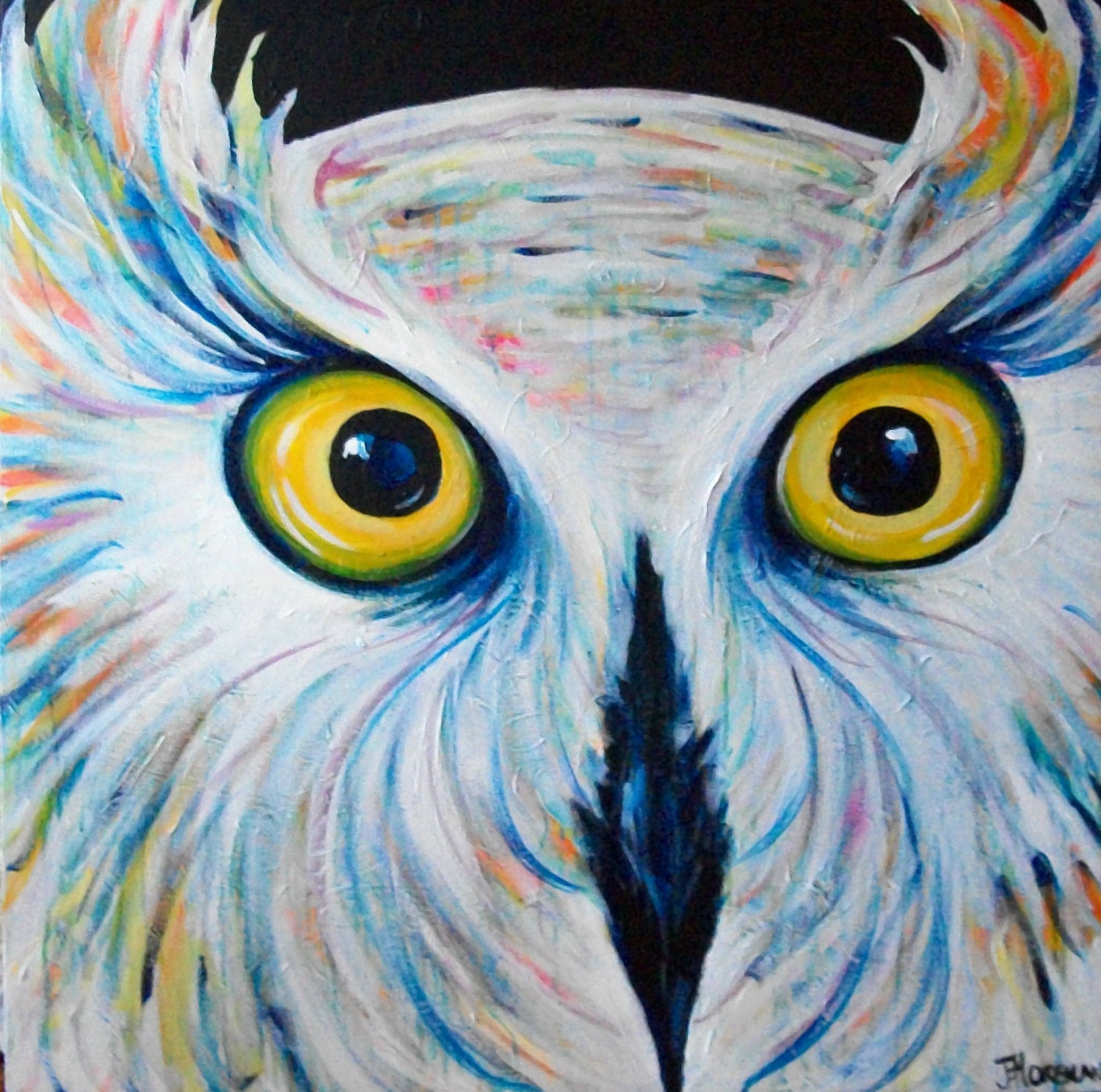 Snow White Original Owl Painting by Jennifer Moreman