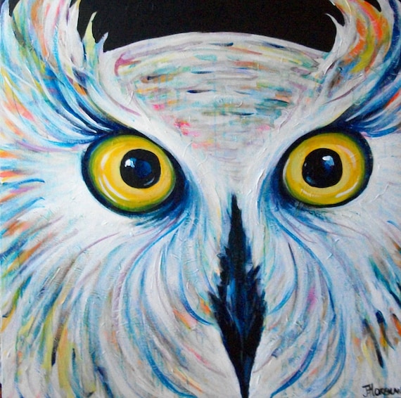 Snow White Original Owl Painting by Jennifer Moreman