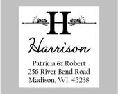Return address labels, stickers, tags, envelope seals, square--set of 24--Scroll leaf