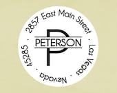 Return address labels, stickers, tags, envelope seals, round--basic b&w