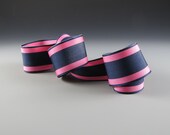 Grosgrain Ribbon Navy  Pink Stripes 1" Wide 3 Yard Length