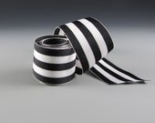 Striped Grosgrain Ribbon 1 1/2" Wide Bold Black and White  5 yards