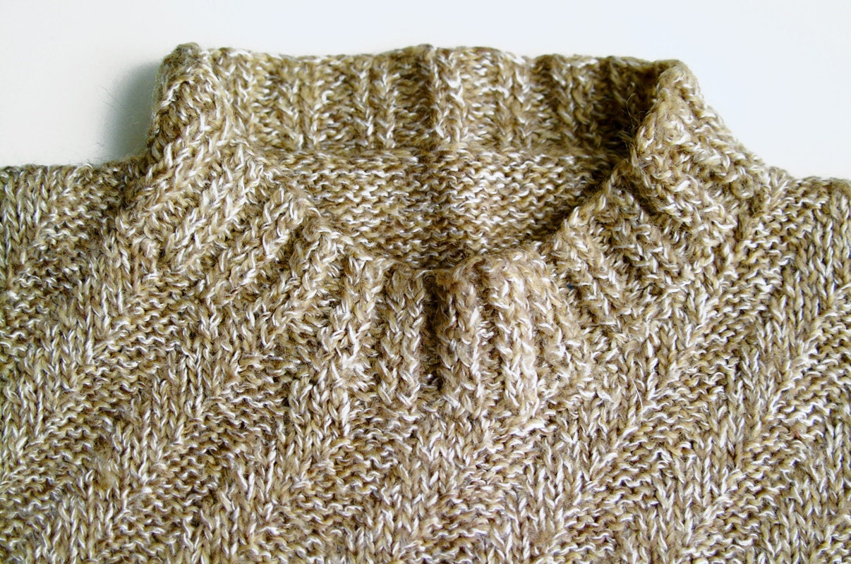 Vintage Chine Beige Knitted Sweater/Vintage Children Clothing/Unisex Sweater