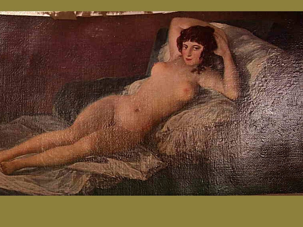 The Nude Maja Canvas in Frame reclining art nouveau woman goddess OLD
