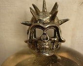 Huge Gothic Skull ring sterling with spiked on his helmet