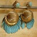 Vintage Turquoise enamel earrings clip on dangle earrings gypsy style