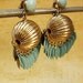 Vintage Turquoise enamel earrings clip on dangle earrings gypsy style