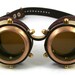 STEAMPUNK GOGGLES made of solid brass brown leather plating and gears decor Assault design no.4
