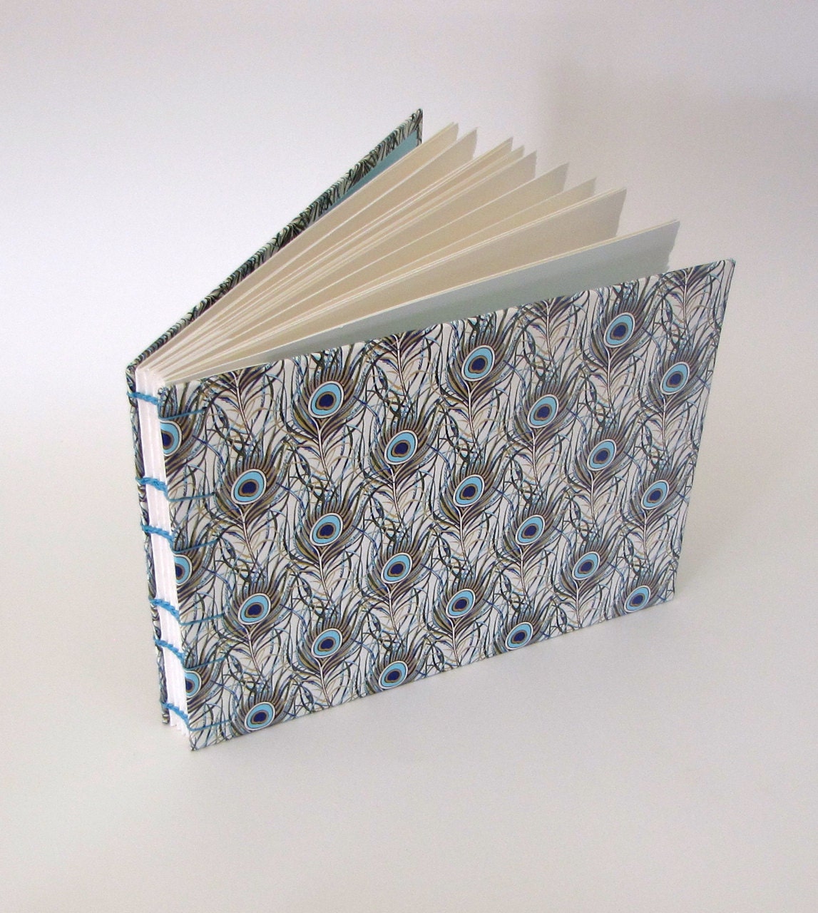 Wedding Guest Book, Large, Italian Peacock, Made To Order